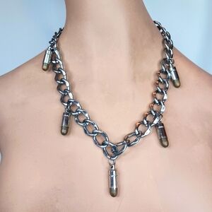 Mixed Metal Bullet Necklace.